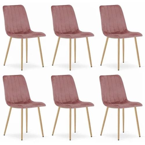 Chaise Komodee Orsara - 6 Pieces - Rose Tapisser En Velours 51 X 43 X 90 Cm