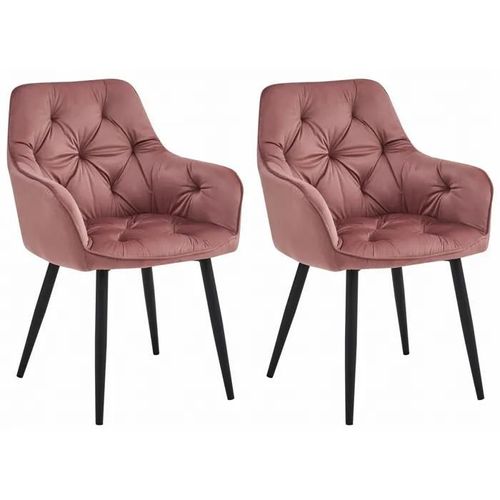 Chaise Komodee Irgoli - 2 Pieces - Rose Tapisser En Velours 62 X 56 X 84 Cm