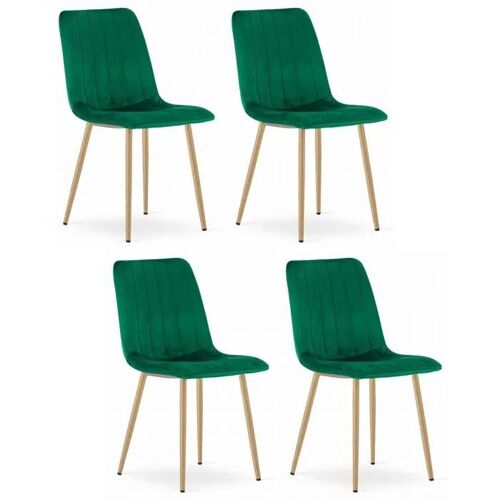 Chaise Komodee ORSARA - 4 Pieces - VERT FONCÉ - Tapisser en velours 51 x 43 x 90 cm