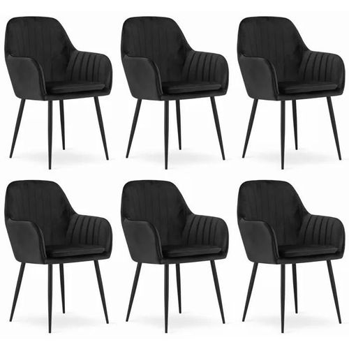 Chaise Komodee Praiano - 6 Pieces - Noir - Tapisser En Velours 57 X 58 X 87 Cm