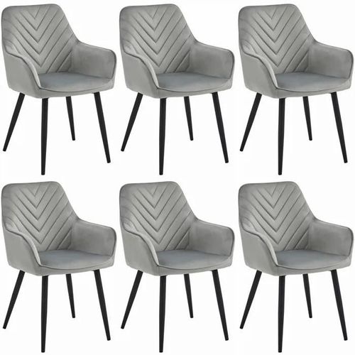 Chaise Komodee Nemi - 6 Pieces - Gris Clair - Tapisser En Velours 61 X 54 X 84 Cm