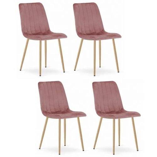 Chaise Komodee Orsara - 4 Pieces - Rose Tapisser En Velours 51 X 43 X 90 Cm