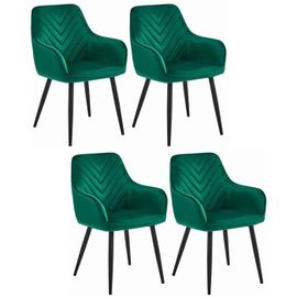 Chaise Komodee Nemi - 4 Pieces - Vert Foncé - Tapisser En Velours 61 X 54 X 84 Cm
