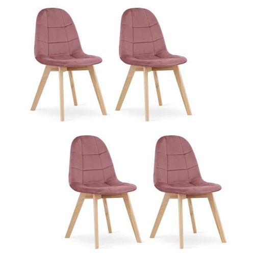Chaise Komodee Sorano - 4 Pieces - Rose Foncé Tapisser En Velours 54 X 45 X 82 Cm