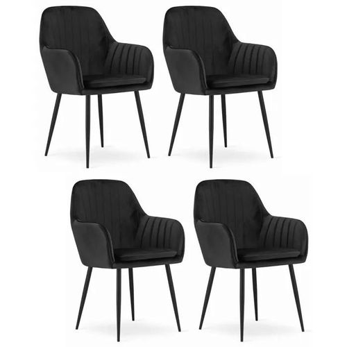 Chaise Komodee Praiano - 4 Pieces - Noir - Tapisser En Velours 57 X 58 X 87 Cm