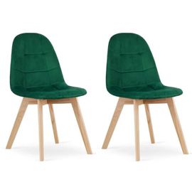 Chaise Komodee Sorano - 2 Pieces - Vert Foncé - Tapisser En Velours 54 X 45 X 82 Cm