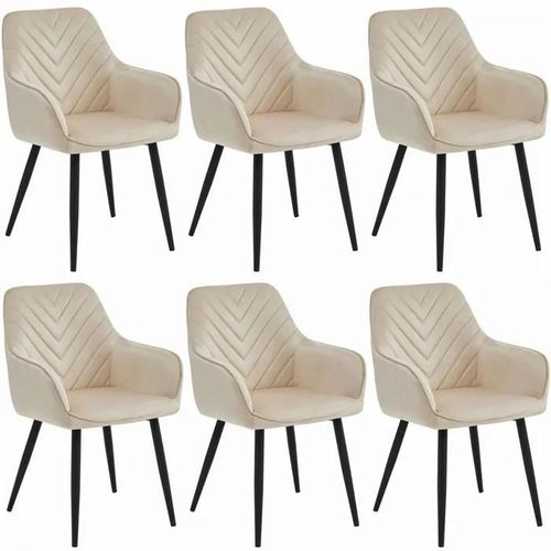 Chaise Komodee Nemi - 6 Pieces - Beige Tapisser En Velours 61 X 54 X 84 Cm