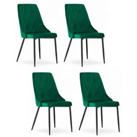 Chaise Komodee Brisighella - 4 Pieces - Vert Foncé - Tapisser En Velours 61 X 49 X 94 Cm