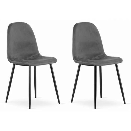 Chaise Komodee Vernazza - 2 Pieces - Gris Foncé - Tissu En Velours 51 X 45 X 88 Cm