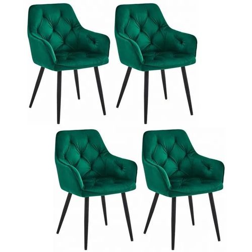 Chaise Komodee Irgoli - 4 Pieces - Vert Foncé - Tapisser En Velours 62 X 56 X 84 Cm