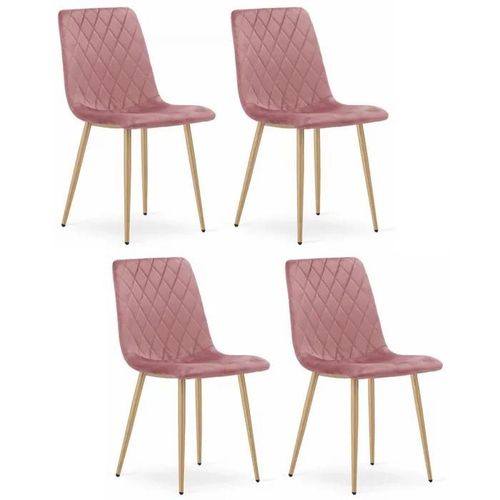 Chaise Komodee Scanno - 4 Pieces - Rose Tapisser En Velours 53 X 45 X 89 Cm