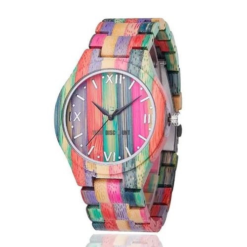 Montre En Bois - Td® - Femme - Quartz - Étanche 30m - Cadran Coloré
