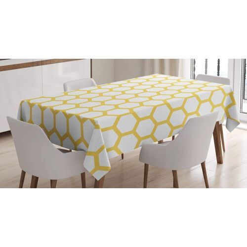 Sjzg-Jaune Et Blanc Nappe, Peigne Hexagonal, Linge De Table Rectangulaire Pour Salle À Manger Décor De Cuisine, 140 Cm X 170 Cm, Jaune Blanc