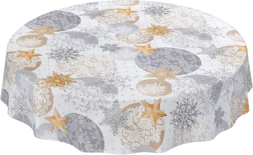 Sjzg-Nappe En Toile Cirée Lavable, Flocons De Neige De Noël, Nouvel An, Étoiles, Ronde, 100 Cm