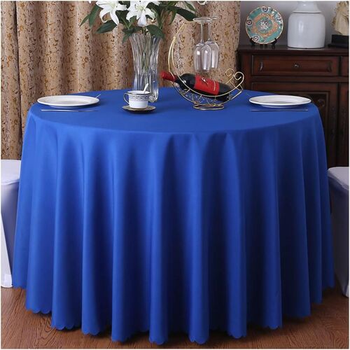 Sjzg-Nappe Ronde Maison Hôtel Jupe De Table De Banquet Bleu Royal 180cm De Diamètre