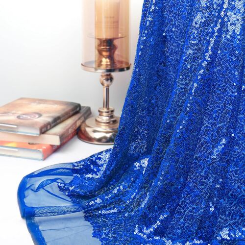 Sjzg-Tissu Bleu Par Mètre 2 Mètres De Tissu À Paillettes Royal Bleu, Matière Brillante Pour Couture, Tissu Élastique, Brodé Pour Robe De Soirée.