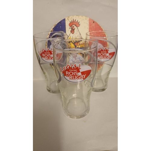 3 Verres À Bière + Plaqueenbois