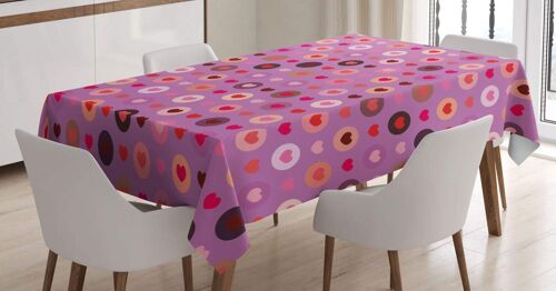 Sjzg-Abstrait Nappe, Valentine Romance Amour, Linge De Table Rectangulaire Pour Salle À Manger Décor De Cuisine, 140 Cm X 240 Cm, Saumon Rouge Fuchsia