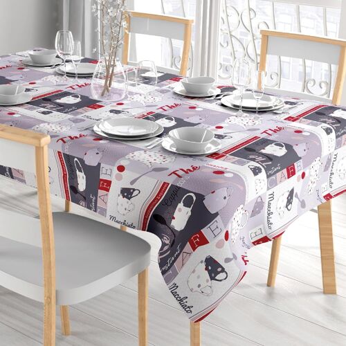 Sjzg-, Nappe 100% Polyester, Anti-Taches, Pour Table, Cuisine, Décoration Imprimée Café, Rectangulaire 132 X 228 Cm