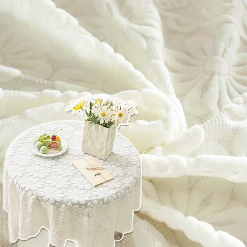 Sjzg-Nappe De Table Carrée En Dentelle De 60 X 60 Cm - Petite Nappe En Dentelle Blanche Vintage Au Crochet Pour Fête, Maison, Cuisine, Salon