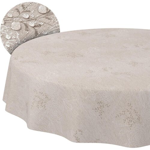 Sjzg-Nappe En Tissu - En Coton Et Polyester - Lavable - Facile D'entretien - Ronde - Ovale - Rectangulaire Japondi - Beige - Ronde - 120 Cm - Bords Coupés