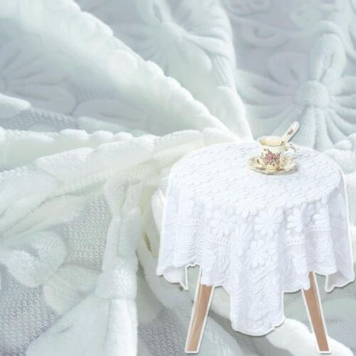 Sjzg-Nappe De Table Carrée En Dentelle De 60 X 60 Cm - Petite Nappe En Dentelle Blanche Vintage Au Crochet Pour Fête, Maison, Cuisine, Salon