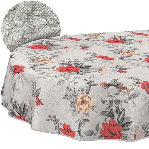 Sjzg-Nappe En Tissu, Tissu De Table, En Coton, Polyester, Lavable, Facile D'entretien, Ronde, Ovale, Flore, Ovale, 180 X 140 Cm, Avec Ourlet (Bordure)