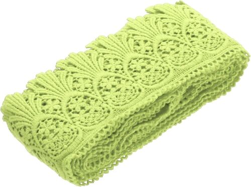Sjzg-Ruban En Dentelle De Coton Extensible Pour Bricolage, Scrapbooking, Vêtements, Rideaux, Nappe, Nappe, Décoration De Mariage, Emballage Cadeau - Vert Fruit - 7,6 Cm X 4,8 M
