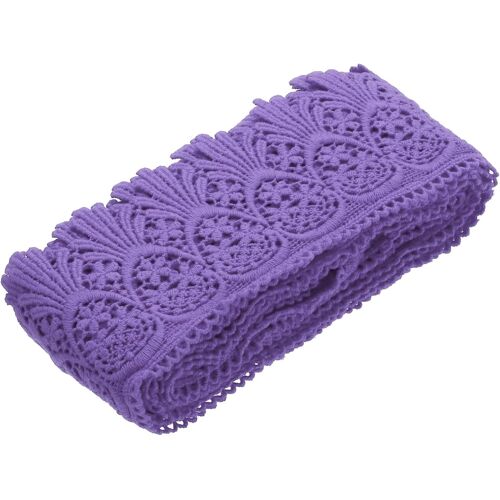 Sjzg-Ruban En Dentelle De Coton Extensible Pour Bricolage, Scrapbooking, Vêtements, Rideaux, Nappe, Tissu, Décoration De Mariage, Emballage Cadeau - 7,6 Cm X 4,8 M - Violet