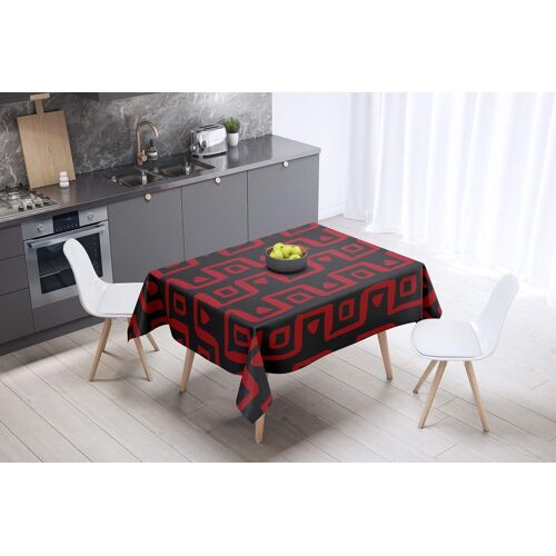 Sjzg-, Anti-Moisissure, Séchage Rapide, Résistant Aux Taches, Lavable En Machine, 100% Polyester Nappe De Table, Rouge Noir, 140 X 140 Cm - Conçu Et Fabriqué En Turquie
