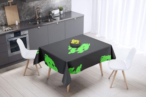 Sjzg-, Anti-Moisissure, Séchage Rapide, Résistant Aux Taches, Lavable En Machine, 100% Polyester Nappe De Table, Fumée Verte Néon, 140 X 140 Cm - Conçu Et Fabriqué En Turquie