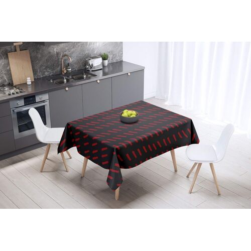 Sjzg-, Anti-Moisissure, Séchage Rapide, Résistant Aux Taches, Lavable En Machine, 100% Polyester Nappe De Table, Rouge Noir, 140 X 140 Cm - Conçu Et Fabriqué En Turquie