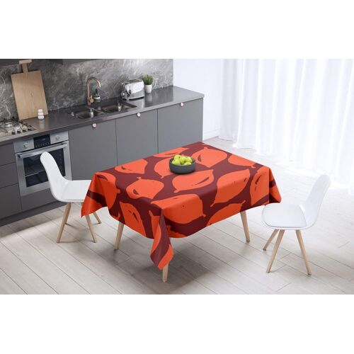 Sjzg-, Anti-Moisissure, Séchage Rapide, Résistant Aux Taches, Lavable En Machine, 100% Polyester Nappe De Table, Bordeaux Orange, 140 X 140 Cm - Conçu Et Fabriqué En Turquie