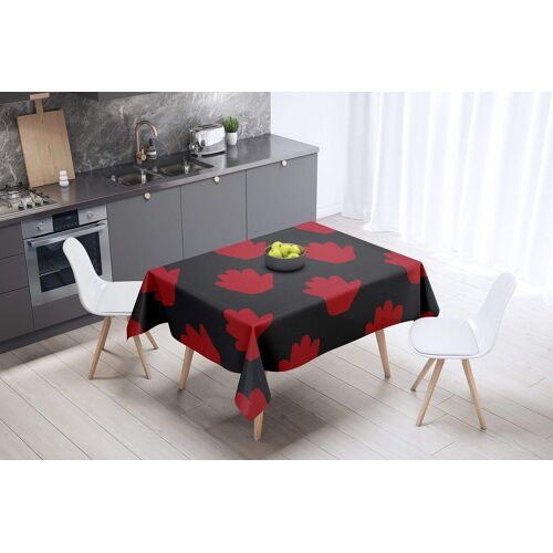 Sjzg-, Anti-Moisissure, Séchage Rapide, Résistant Aux Taches, Lavable En Machine, 100% Polyester Nappe De Table, Rouge Noir, 140 X 140 Cm - Conçu Et Fabriqué En Turquie