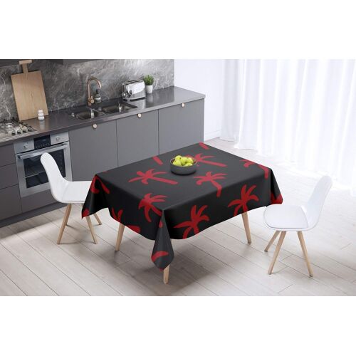 Sjzg-, Anti-Moisissure, Séchage Rapide, Résistant Aux Taches, Lavable En Machine, 100% Polyester Nappe De Table, Rouge Noir, 140 X 140 Cm - Conçu Et Fabriqué En Turquie