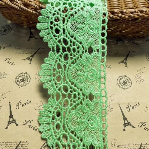 Sjzg-Grass Green Tissu De 9 Cm De Large Avec Motif De Couronne Européenne Intensique Avec Dentelle Pour Rideaux, Robes De Mariée, Bricolage Et Accessoires (2 Pièces Dans Chaque Paquet)