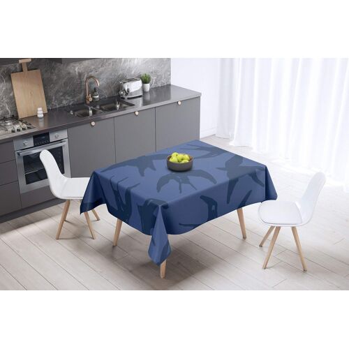 Sjzg-, Anti-Moisissure, Séchage Rapide, Résistant Aux Taches, Lavable En Machine, 100% Polyester Nappe De Table, Bleu, 140 X 140 Cm - Conçu Et Fabriqué En Turquie