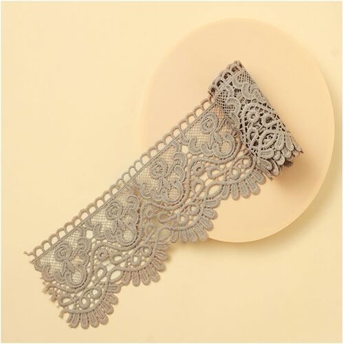Sjzg-Bordure En Dentelle Brodée - 10 Cm - Hydrosoluble - Vintage - Bordure En Dentelle - Inélastique - En Soie De Lait - Pour Rideau, Nappe, Vêtements - Gris Lin Foncé - 10 Cm X 10 M