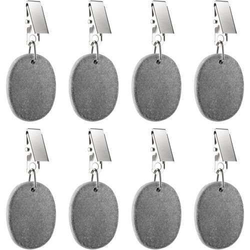 Sjzg-Lot De 8 Poids De Nappe Lourds Pour Table D'extérieur Avec Clips En Métal, Style Pierre Grise Pour Pique-Nique, Fête En Plein Air