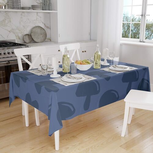 Sjzg-, Anti-Moisissure, Séchage Rapide, Résistant Aux Taches, Lavable En Machine, 100% Polyester Nappe De Table, Bleu, 140 X 160 Cm - Conçu Et Fabriqué En Turquie