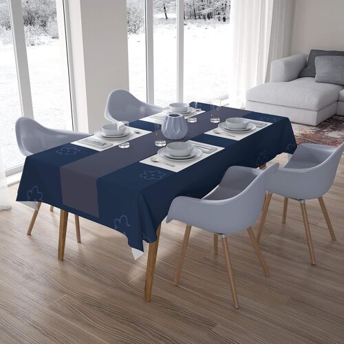 Sjzg-, Anti-Moisissure, Séchage Rapide, Résistant Aux Taches, Lavable En Machine, 100% Polyester Nappe De Table, Bleu, 140 X 200 Cm - Conçu Et Fabriqué En Turquie