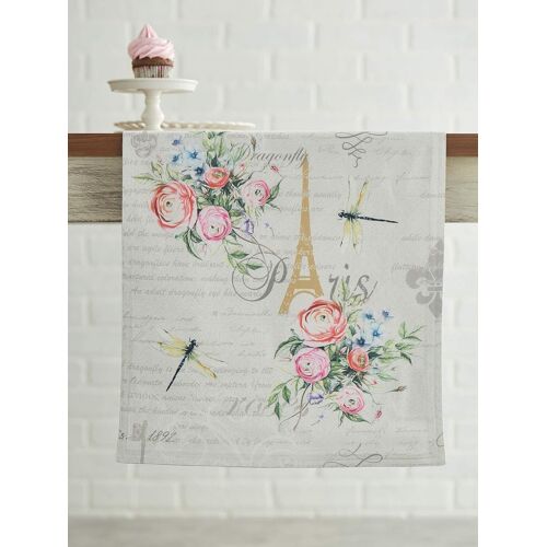 Sjzg-Champ De Mars Chemin De Table 100 % Coton Pour Fêtes Dîner Vacances Cuisine Printemps/Été (50cm X 150cm)