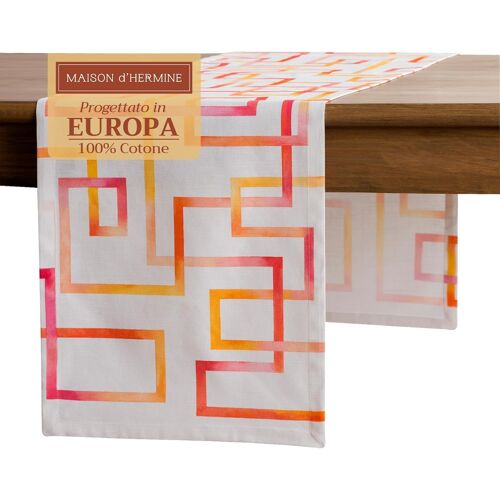 Sjzg-Summer Maze Chemin De Table En 100 % Coton Pour Fêtes Dîner Vacances Cuisine Printemps/Été Pâques (50cm X 150cm)