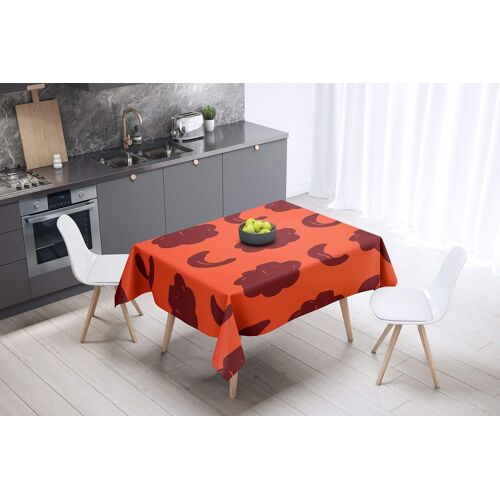 Sjzg-, Anti-Moisissure, Séchage Rapide, Résistant Aux Taches, Lavable En Machine, 100% Polyester Nappe De Table, Bordeaux Orange, 140 X 140 Cm - Conçu Et Fabriqué En Turquie