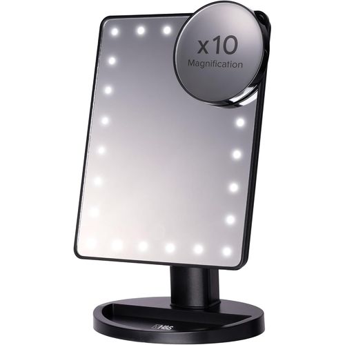 Miroir Maquillage Lumineux Avec Led - Miroir Coiffeuse Et Lumiere Ajustable - Miroirs Avec Petit Rond Grossissant X10 - Miroir Éclairé À Lumière Claire - Glace Grossissante 