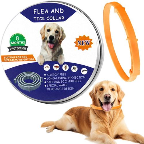 Collier Anti Puces Pour Chien, Collier Anti Puces Et Anti Tiques, Collier Pour Chien 8 Mois De Protection (Orange)
