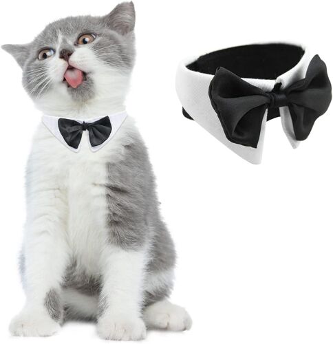 Collier Formel Avec Noeud Papillon Pour Animal Domestique, 1 Pièce Tux Blanc, Collier Réglable Avec Noeud Papillon Pour Chiens, Chats, Mariage, Anniversaire, Tour De Cou De 73,6 À 78,7 Cm