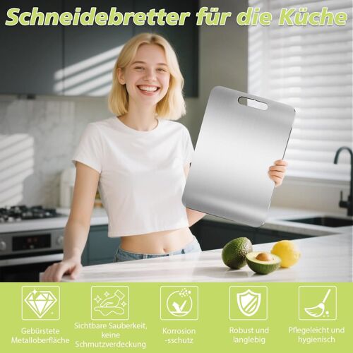 Lot De 2 Planches À Découper En Titane S316 En Acier Inoxydable Avec Revêtement En Titane, Double Face Et Sans Danger Pour Les Aliments, Pour Viande, Pain Et Légumes
