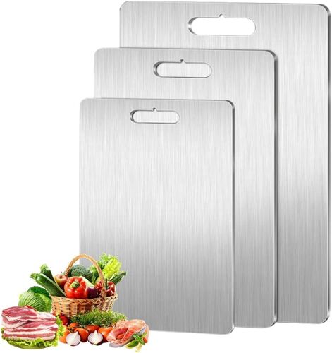 Planche À Découper En Titane 100% Pur Titane Pour Cuisine, Antidérapante, Passe Au Lave-Vaisselle Pour Diverses Tâches De Cuisine (39,1 X 28,2 Cm)