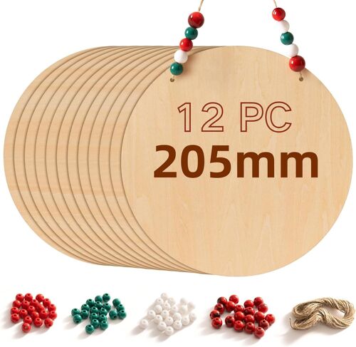 Contreplaqué Rondes de 3 mm d'épaisseur Diamètre 205 mm 12 PC Planche Bois Brut Tilleul Panneau Feuille Découpe Pyrogravure Gavure Laser Bois Rectangulaire